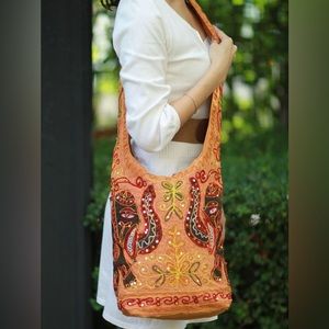 *SOLD* Handmade Boho Shoulder Bag: Indian with elephant, sequins, embroidery